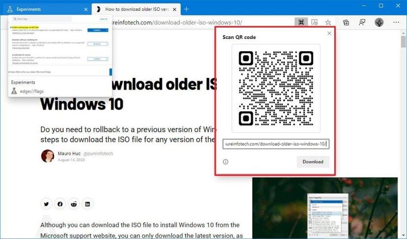 How to share pages using quick response code on Microsoft Edge
