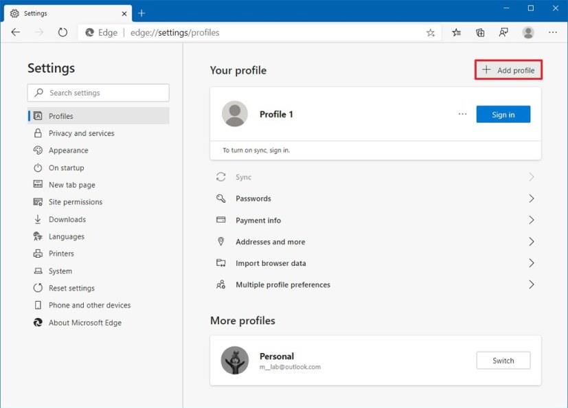 How to create multiple profiles on Microsoft Edge