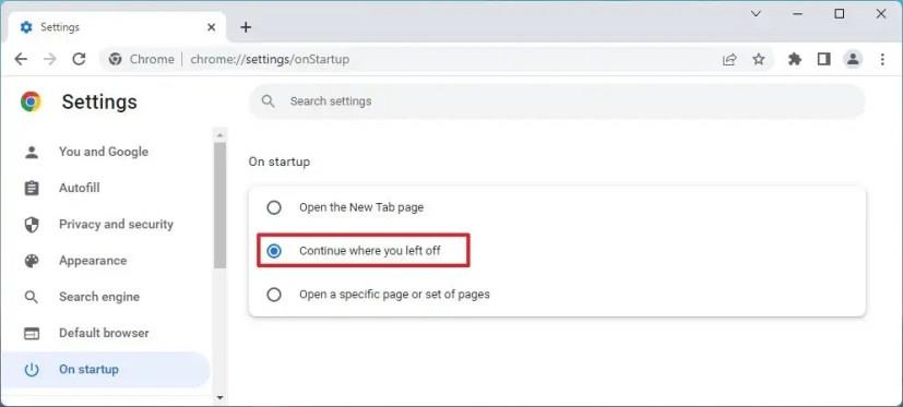 How to continue where you left off Chrome, Edge, Firefox