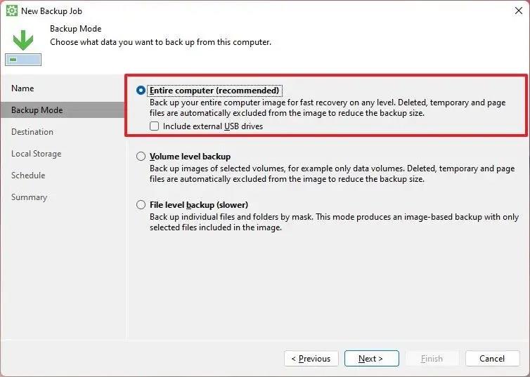 How to create full backup with Veeam on Windows 11