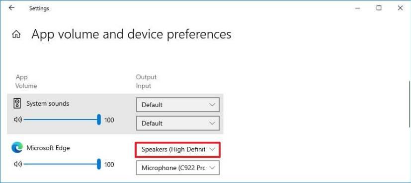 How to set default speakers and mic per app on Windows 10