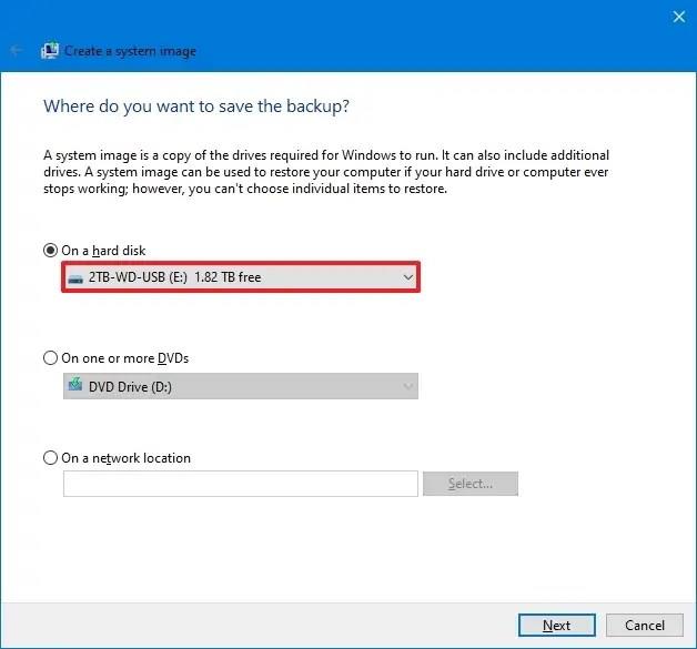 How to create system image backup on Windows 10