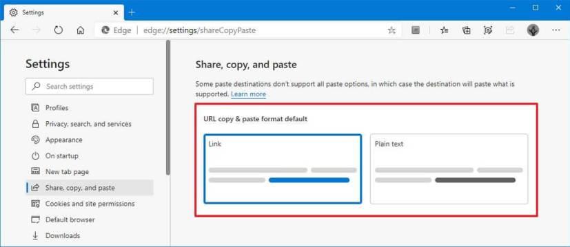 How to change copy and paste link format on Microsoft Edge