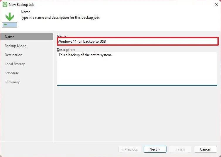How to create full backup with Veeam on Windows 11