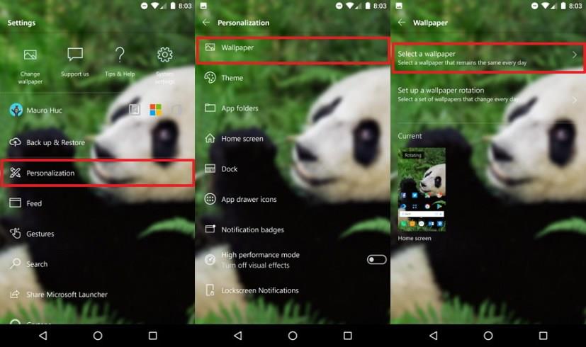 How to change wallpaper using Microsoft Launcher on Android