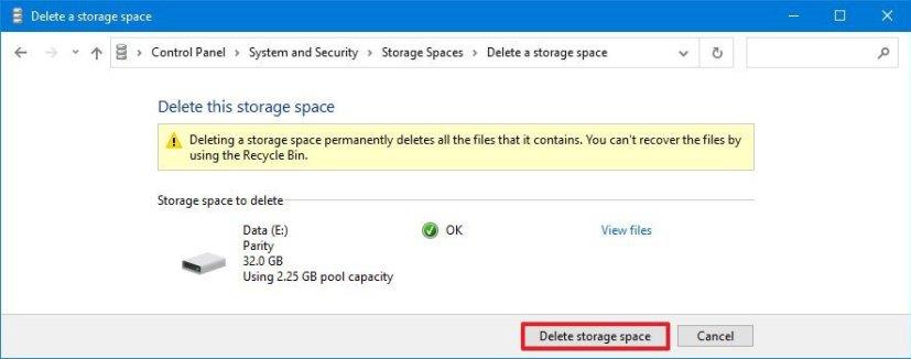 How to delete pool in Storage Spaces on Windows 10