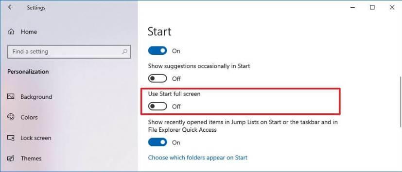 How to enable or disable Start menu full screen on Windows 10