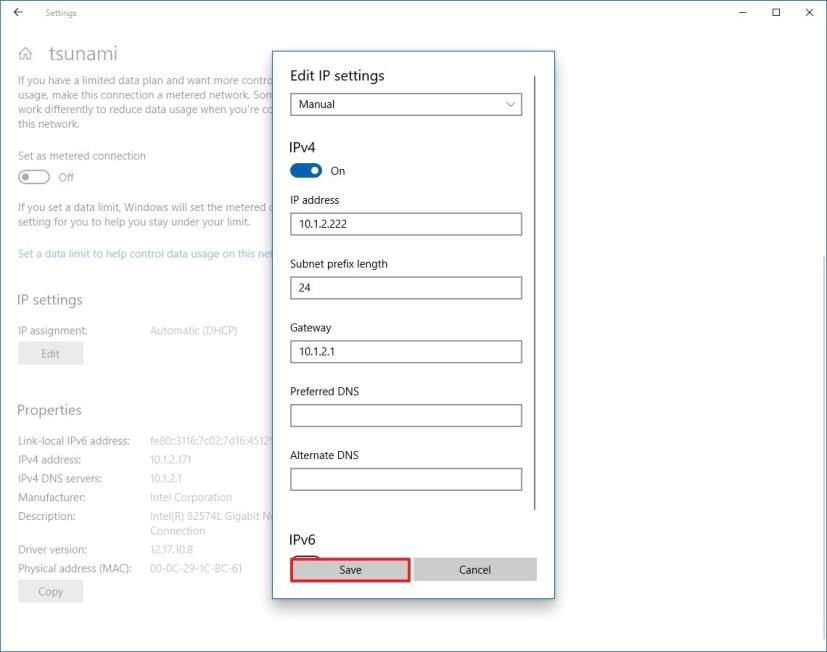 How to set a static IP address on Windows 10