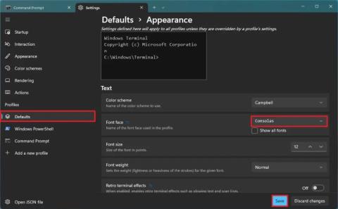 Come cambiare il carattere predefinito su Terminale di Windows