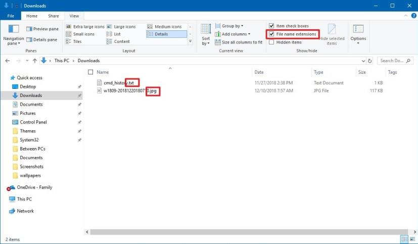 How to show file extensions on Windows 10