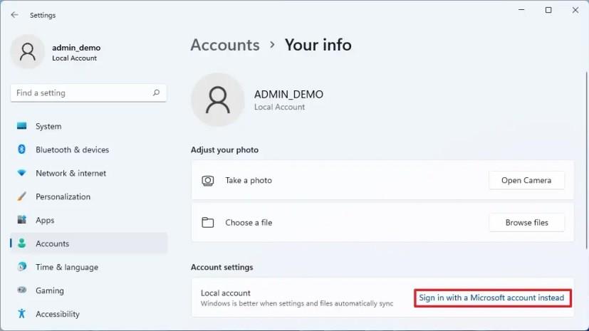How to link local account with Microsoft account on Windows 11