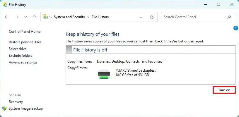 How to use File History backup on Windows 11