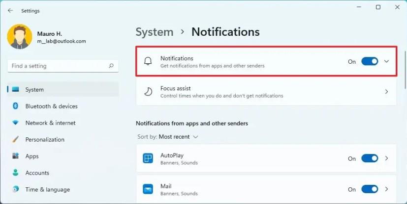 How to disable notifications on Windows 11