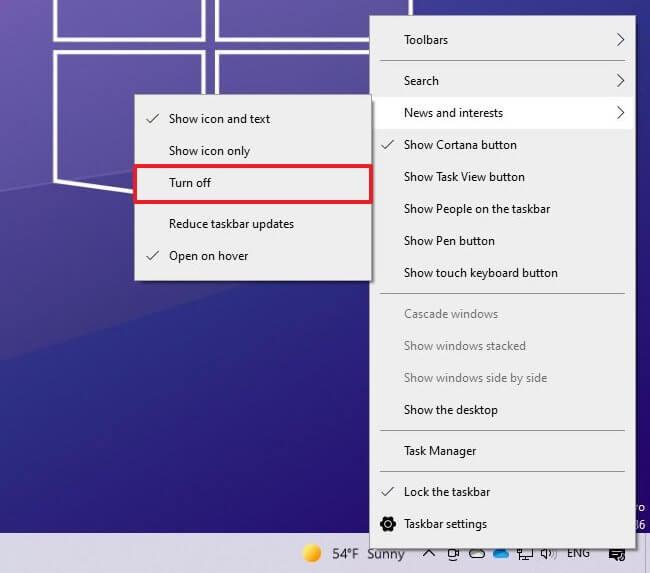 How to disable ‘news and interests’ taskbar widget on Windows 10