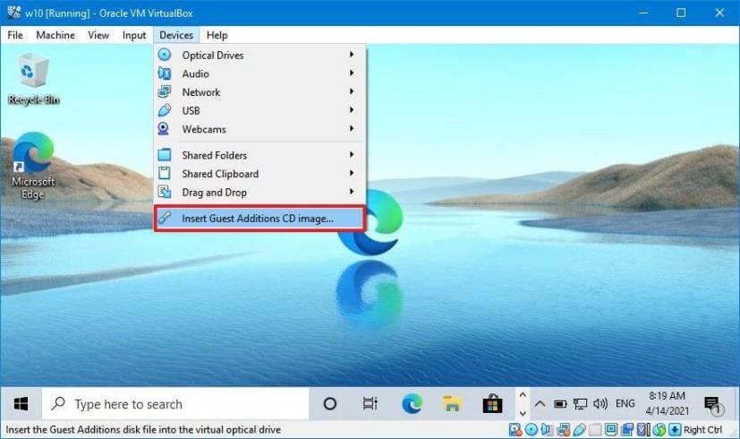 How to install Guest Additions for Windows 10 on VirtualBox