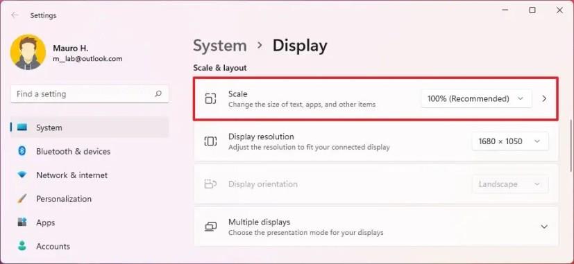 How to set custom scale size on Windows 11