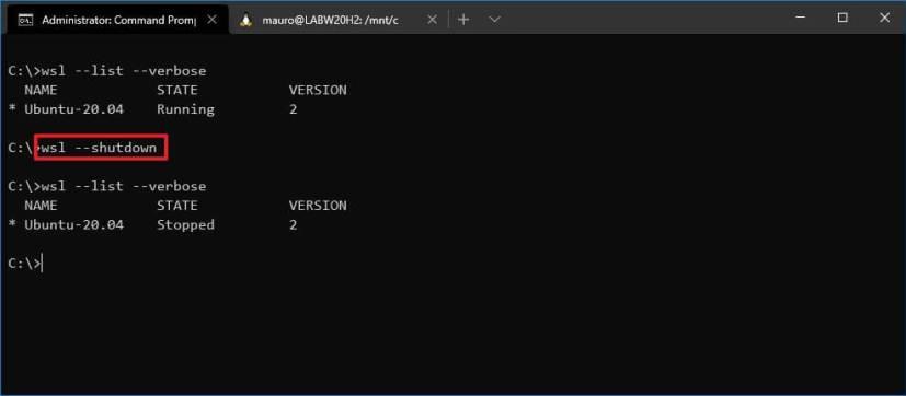 How to shutdown Linux distros on WSL