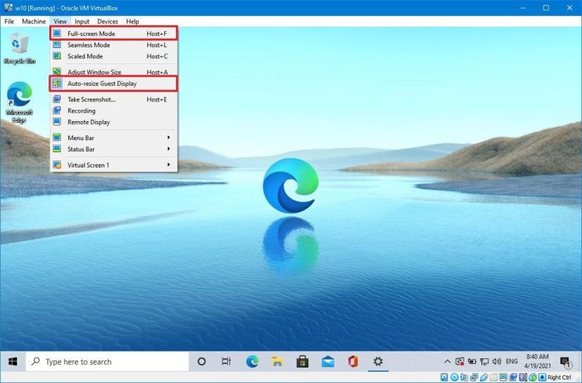 How to make Windows 10 virtual machine full screen on VirtualBox