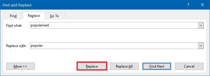 How to find and replace text in Word