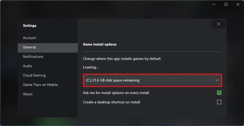 How to change Xbox games install drive and folder locations on Windows 11