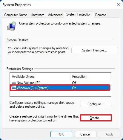 How to create restore point on Windows 11