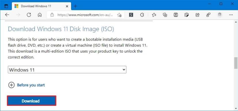 Windows 11 ISO file direct download without Media Creation Tool