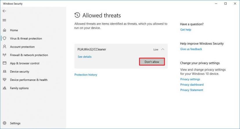 How to allow blocked file or app on Microsoft Defender Antivirus