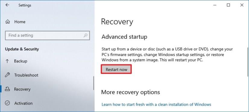 How to access Advanced startup options on Windows 10