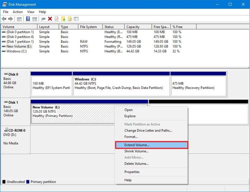 How to resize drive partition on Windows 10