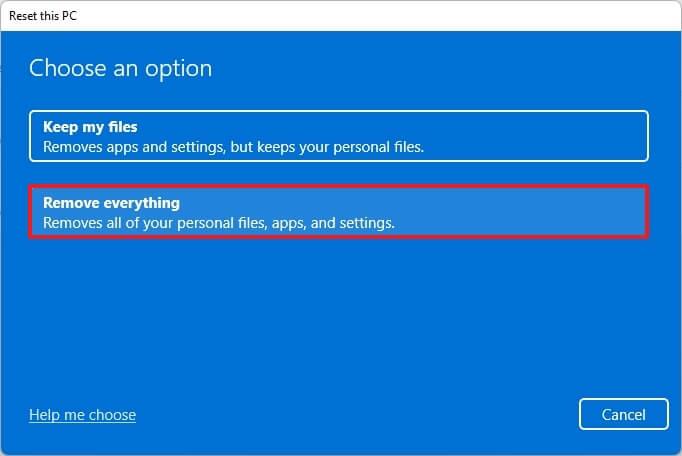 How to factory reset Windows 11 removing everything