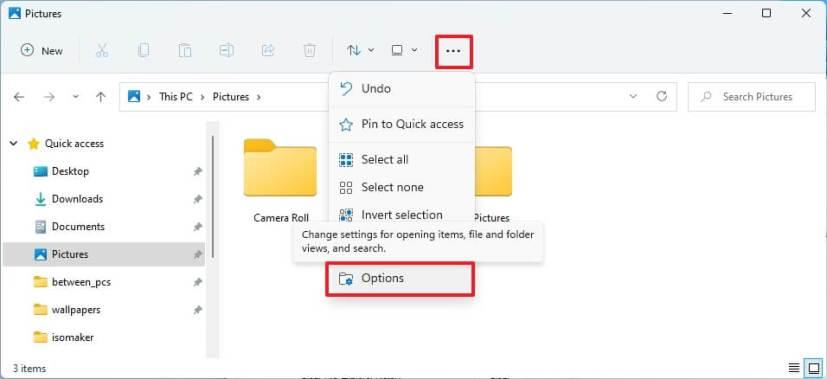 How to open File Explorer Folder Options on Windows 11