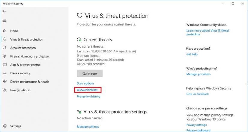 How to allow blocked file or app on Microsoft Defender Antivirus