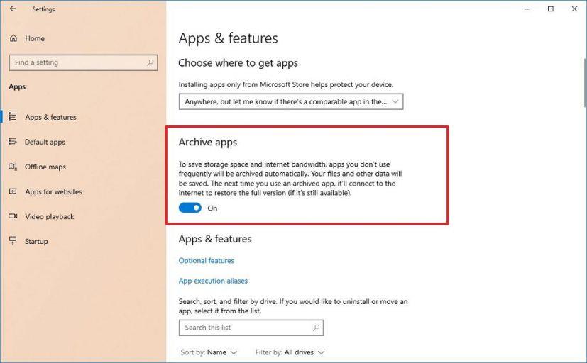 WINDOWS 10 GETS ARCHIVE APPS FEATURE TO FREE UP SPACE