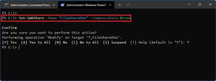 How to configure SMB compression for faster network file transfers on Windows 11
