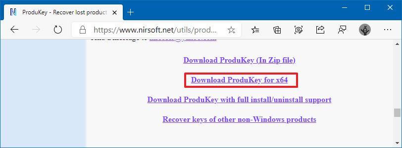 How to retrieve Windows 10 product key with ProduKey