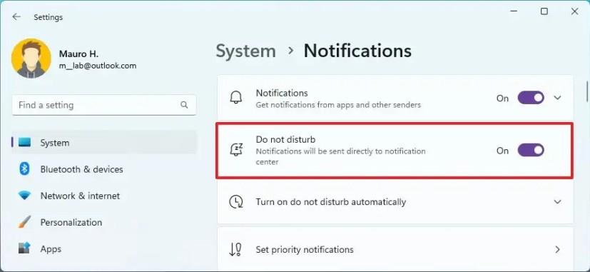 How to enable Do Not Disturb mode to stop notifications on Windows 11