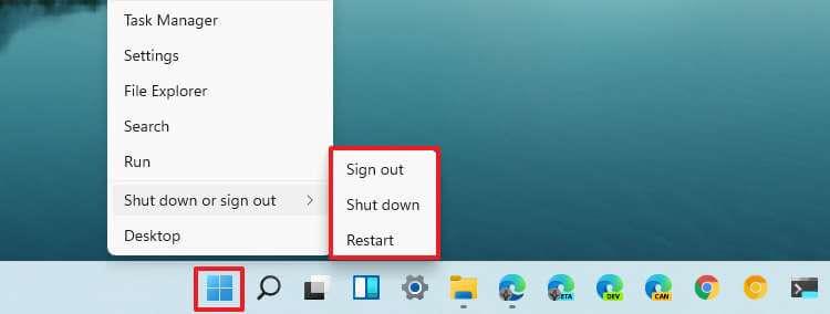 How to shut down Windows 11