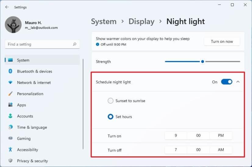 How to enable Night light on Windows 11