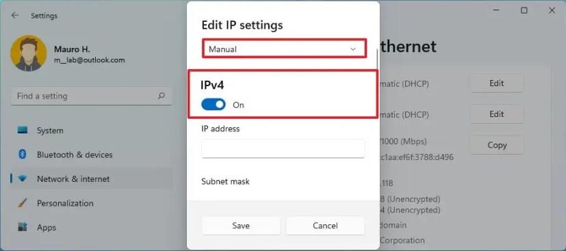 How to set a static IP address on Windows 11