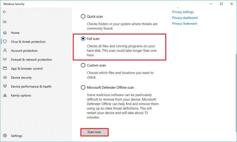 How to run full virus scan with Microsoft Defender Antivirus on Windows 10