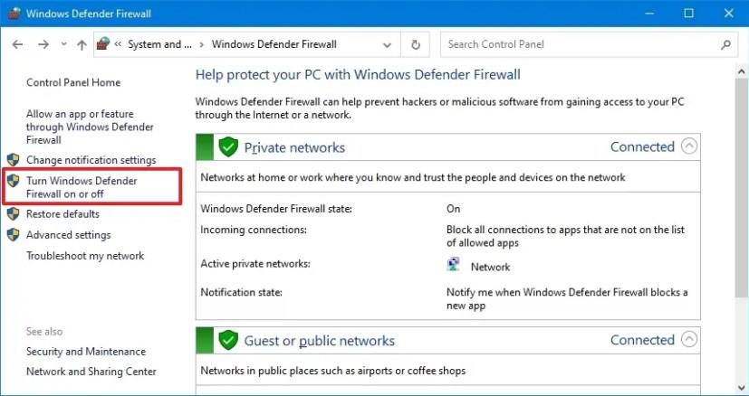 How to disable firewall on Windows 10