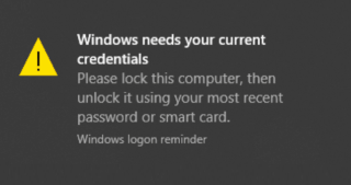 修正：Windowsには現在の資格情報が必要