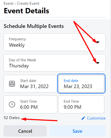 Facebook：定期的なイベントを作成する方法