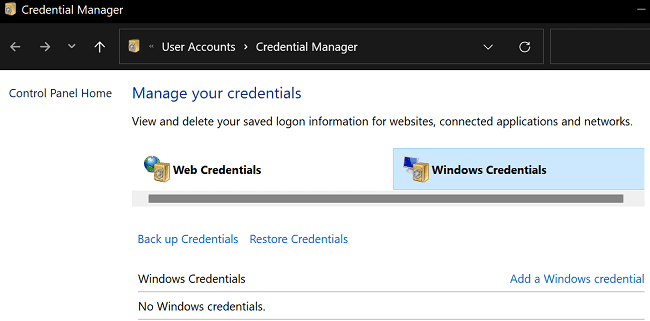 Correção: o Windows precisa de suas credenciais atuais