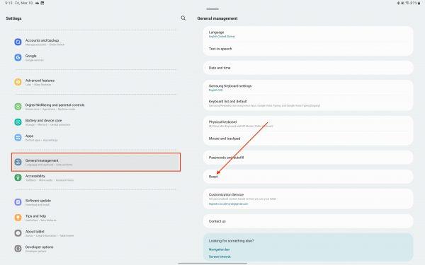 Galaxy Tab S8: Resetați setările de rețea