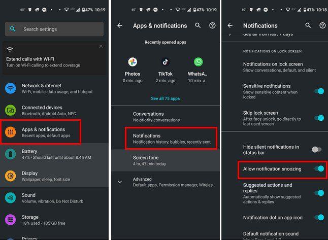 Android 11：通知をスヌーズする方法