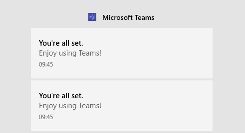 Microsoft Teams: ปิดใช้งานการแจ้งเตือน "You're All Set"