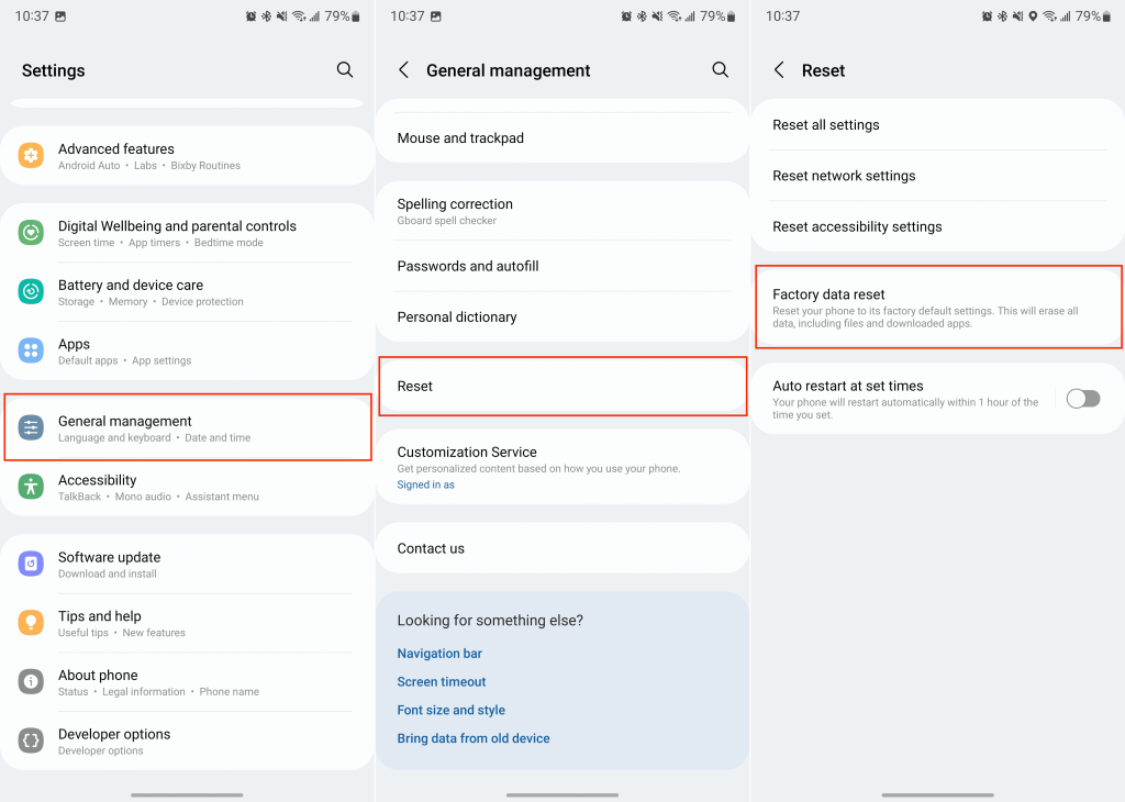 Galaxy S22：ネットワーク設定をリセット