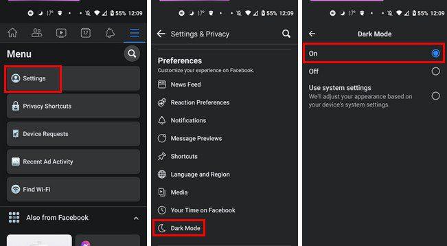 Cum să activați modul întunecat pe Facebook