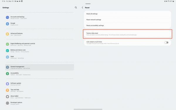 Galaxy Tab S8: Resetați setările de rețea